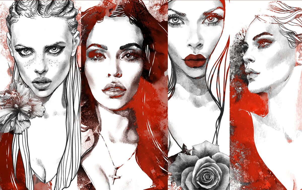 Fototapet patru fete în stiluri diferite