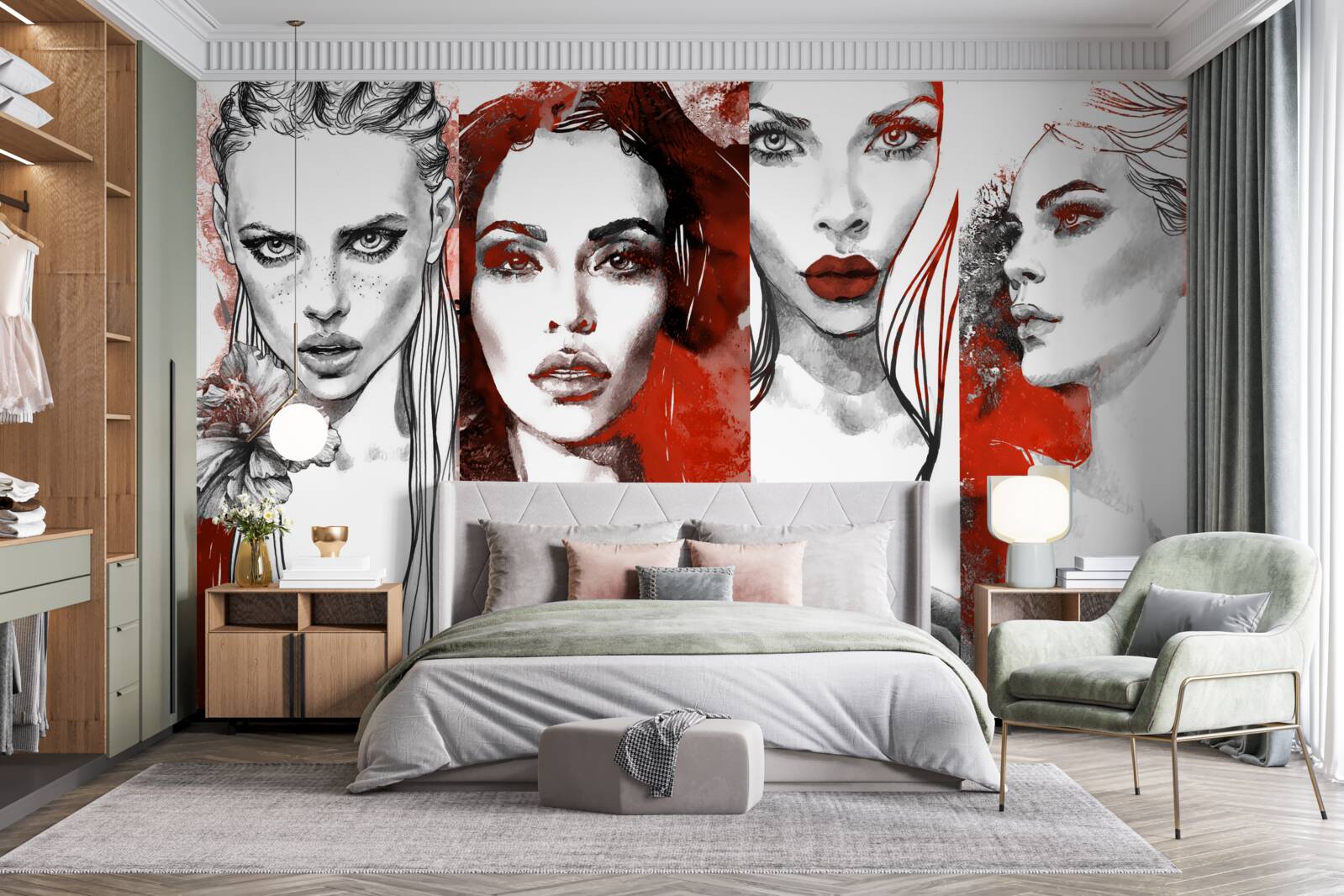 Fototapet patru fete în stiluri diferite