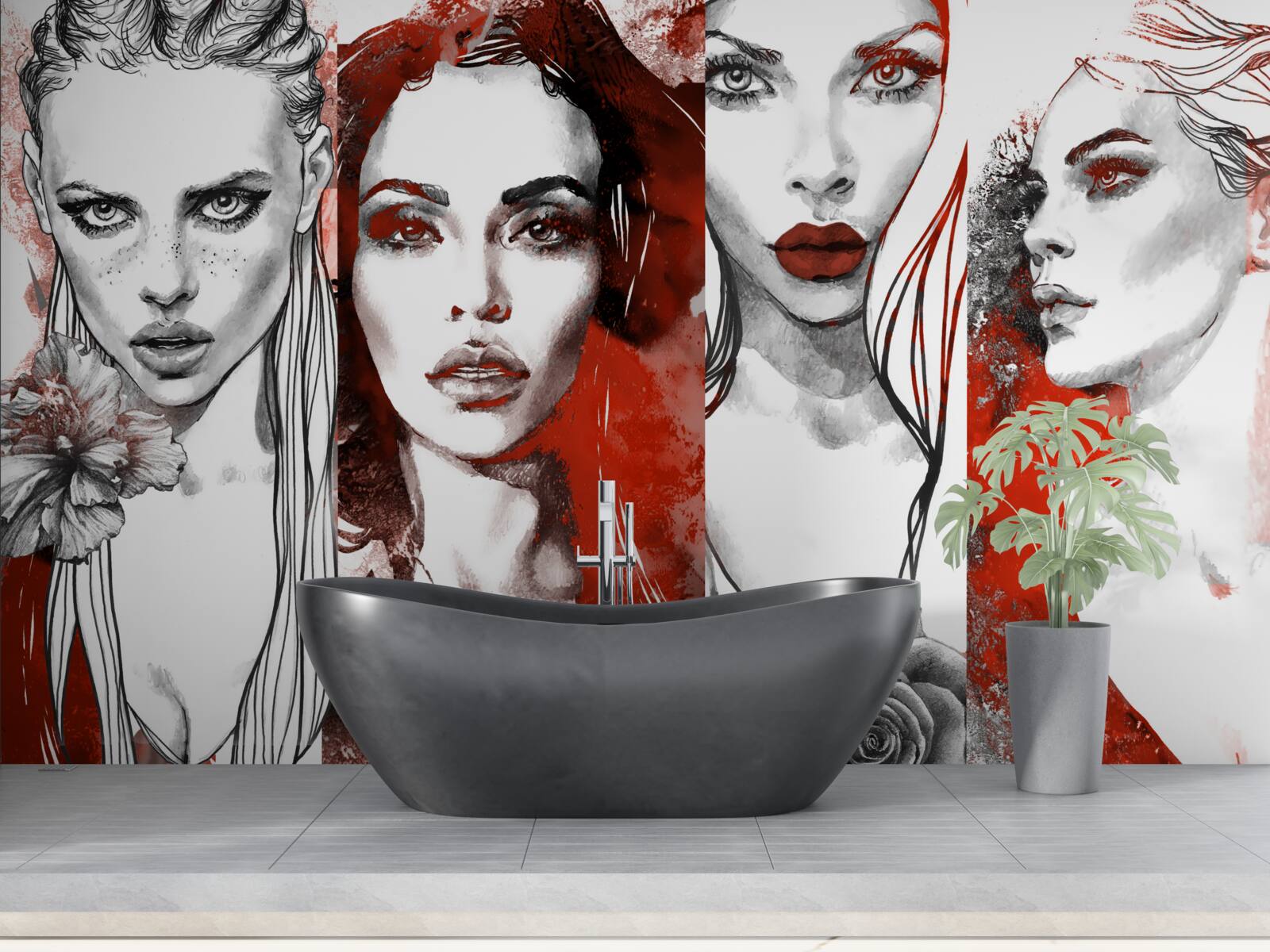 Fototapet patru fete în stiluri diferite