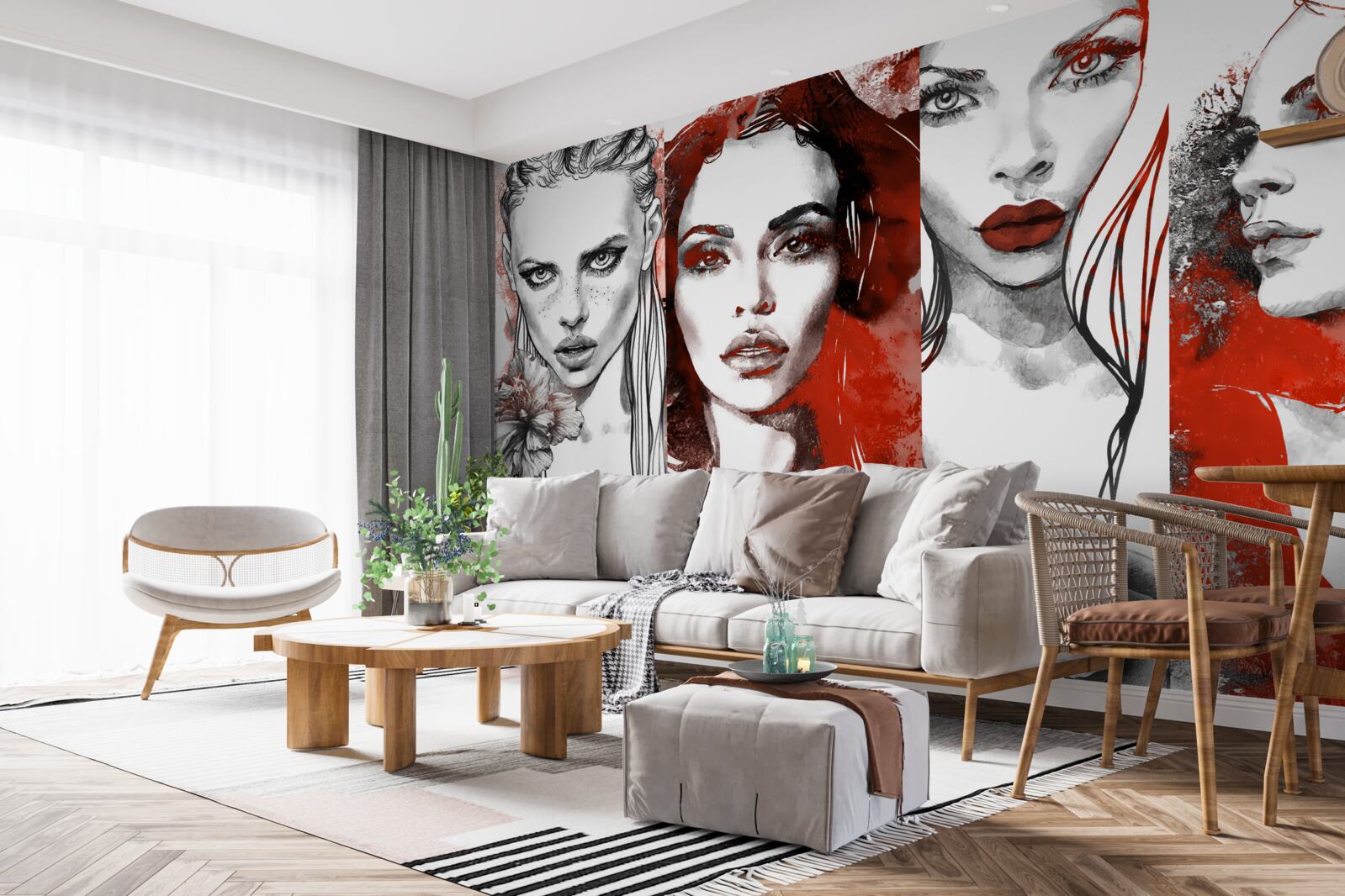 Fototapet patru fete în stiluri diferite