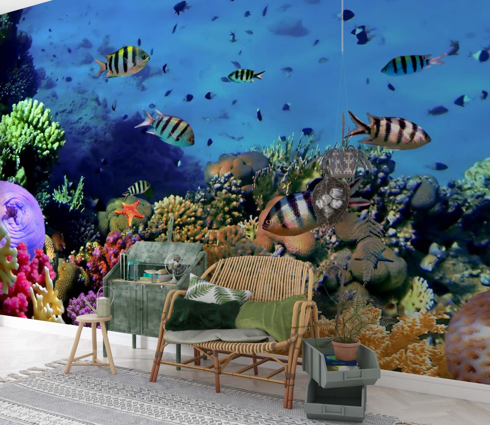 Fototapet pește dungat în adâncurile oceanului