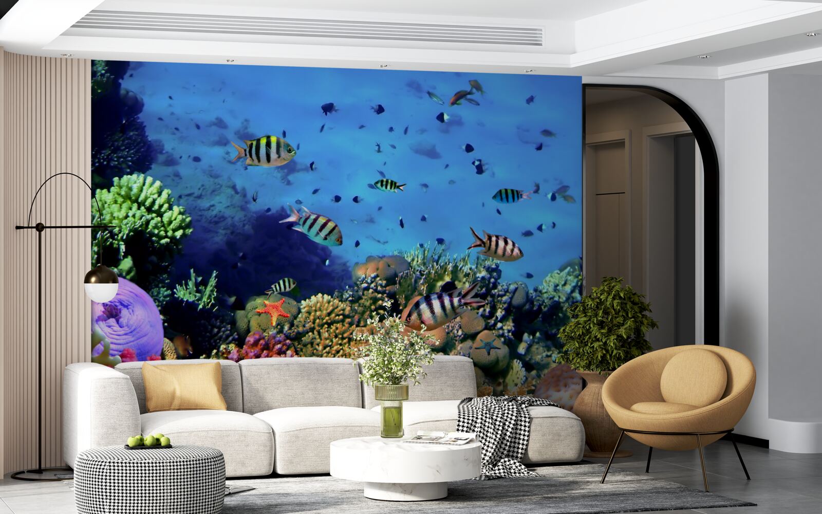 Fototapet pește dungat în adâncurile oceanului