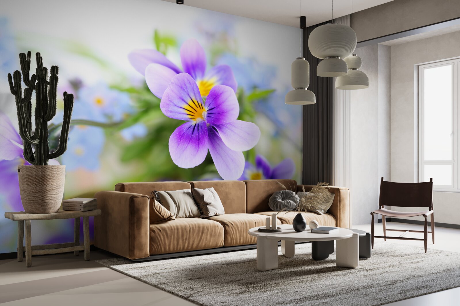 Fototapet într-o zi senină, flori albastre delicate