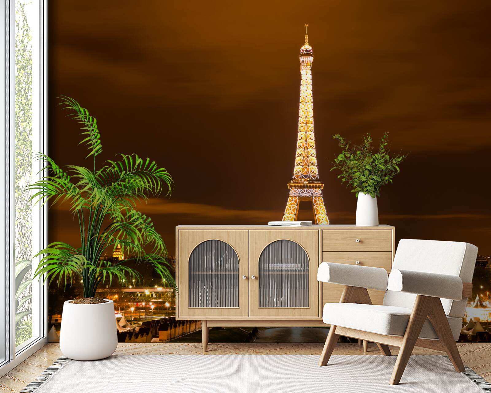 Fototapet turnul eiffel luminat noaptea