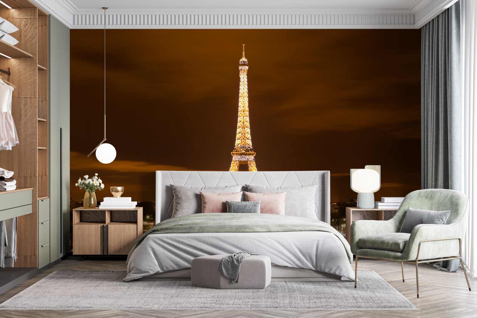 Fototapet turnul eiffel luminat noaptea