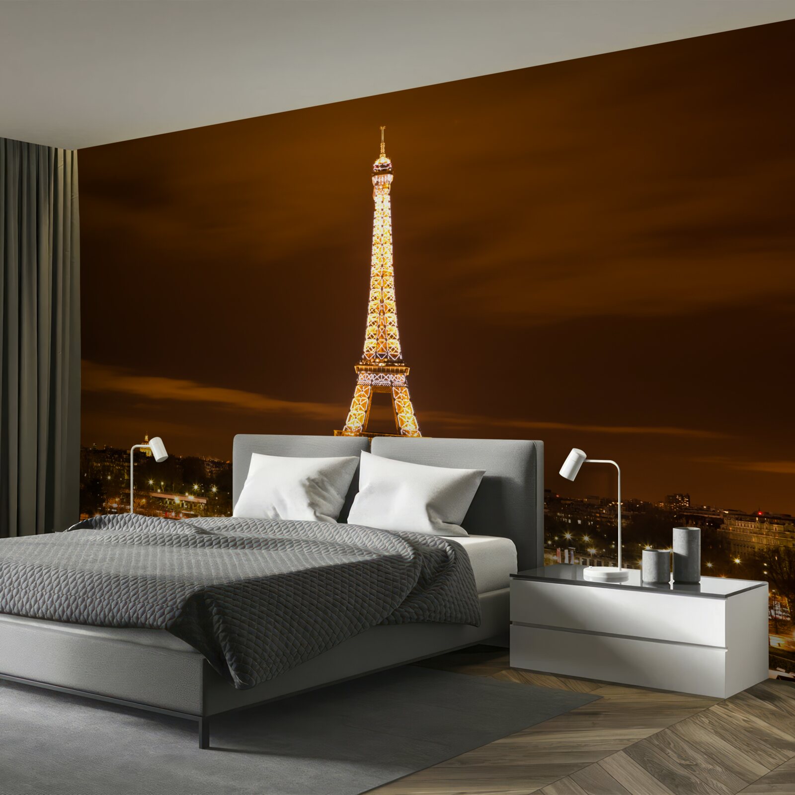 Fototapet turnul eiffel luminat noaptea