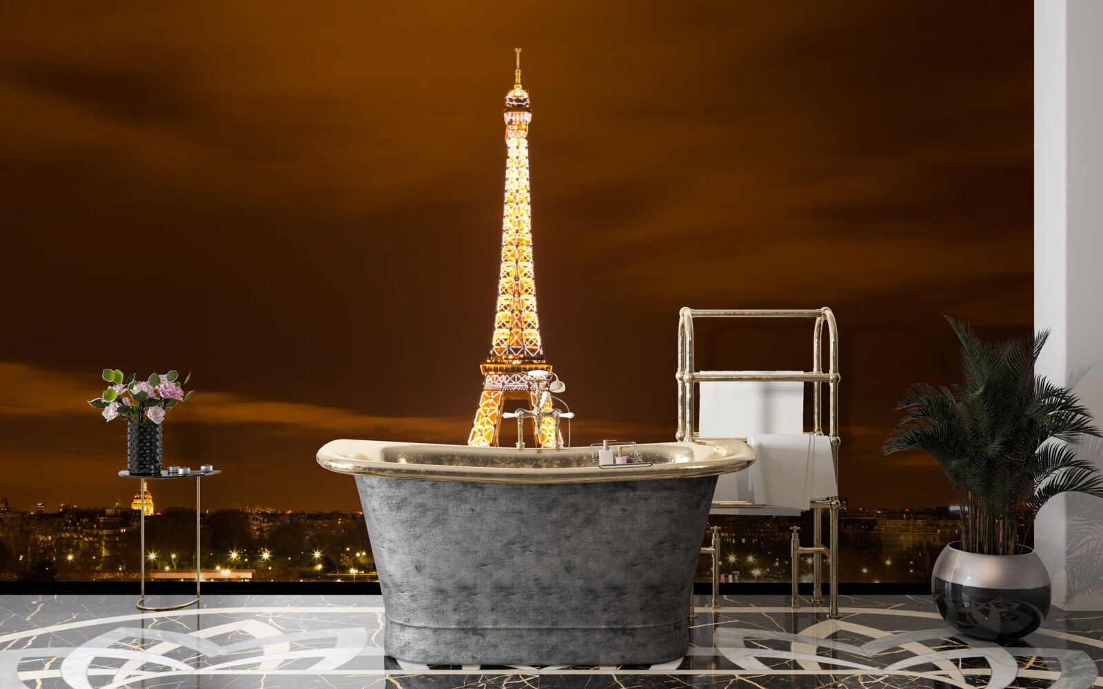 Fototapet turnul eiffel luminat noaptea