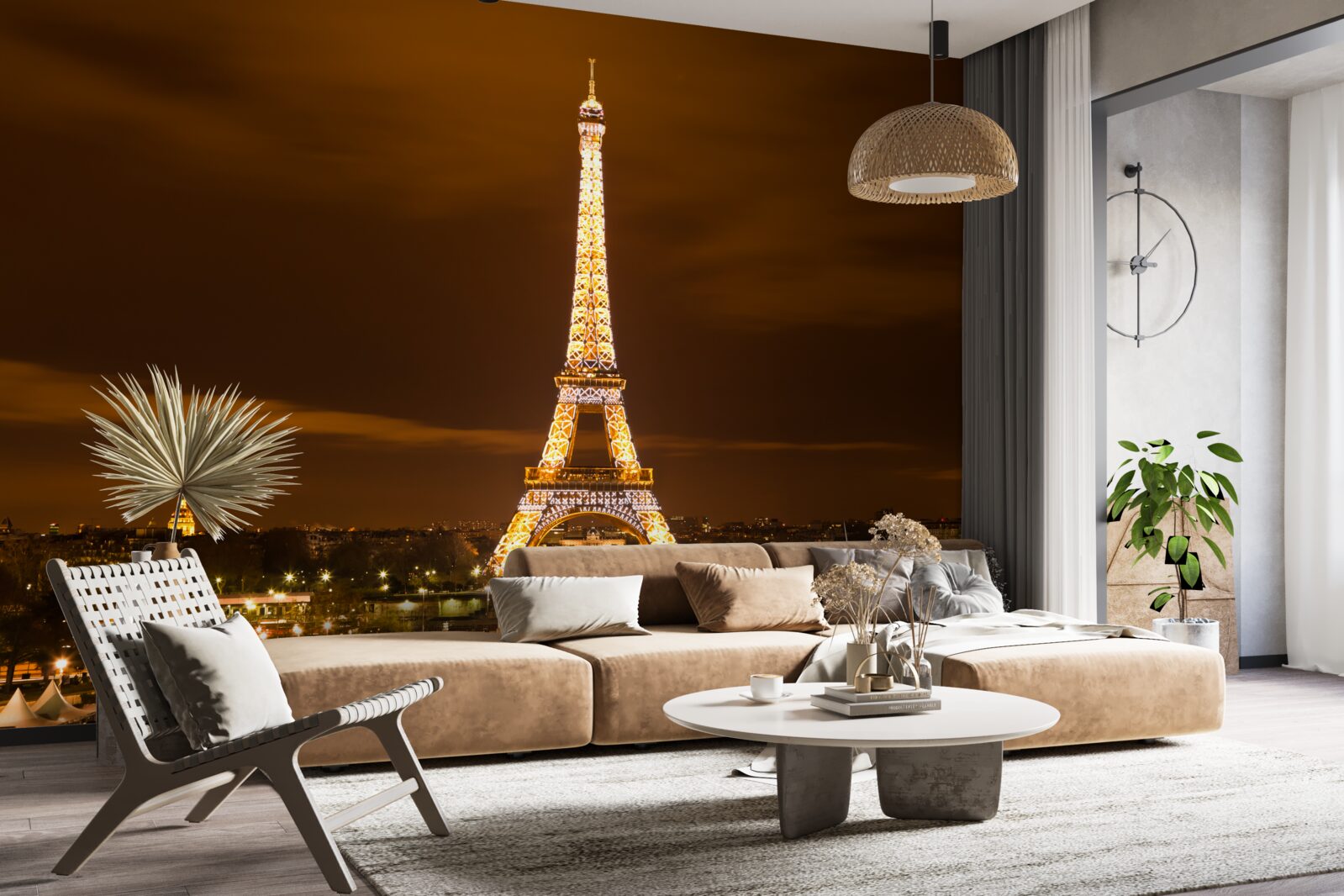 Fototapet turnul eiffel luminat noaptea