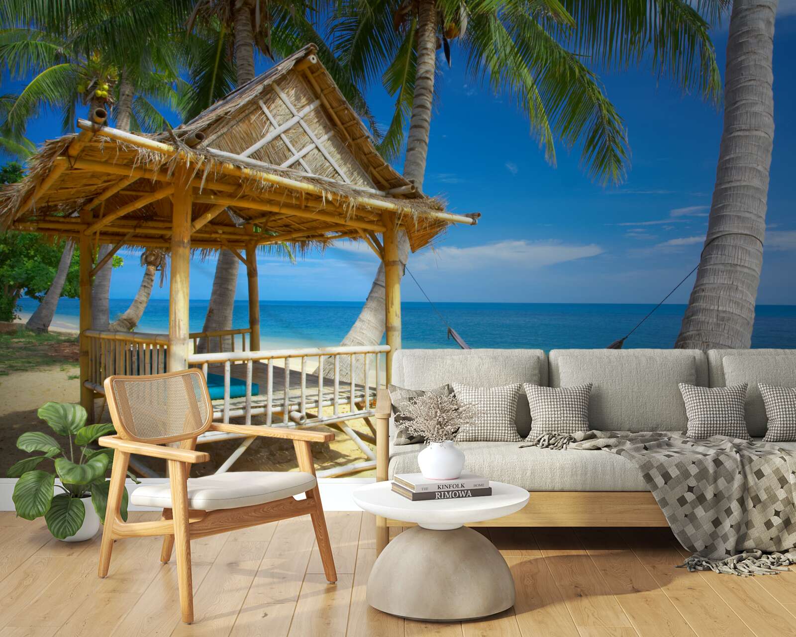 Fototapet foișor confortabil pe malul mării