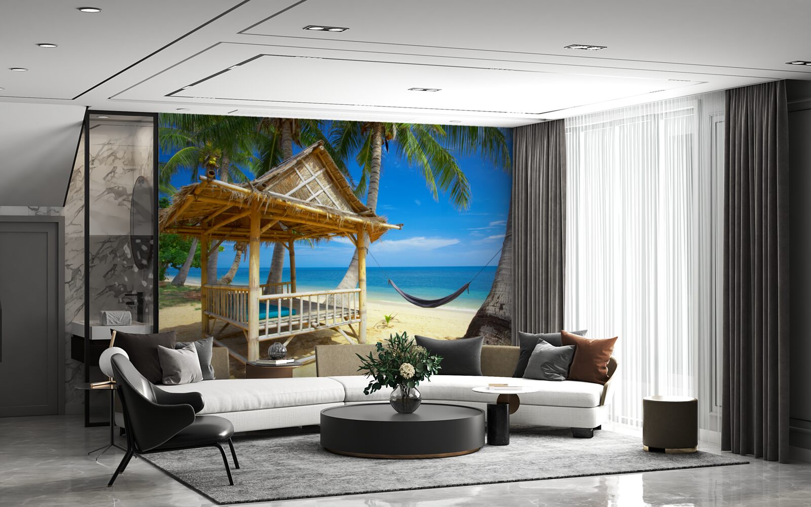 Fototapet foișor confortabil pe malul mării