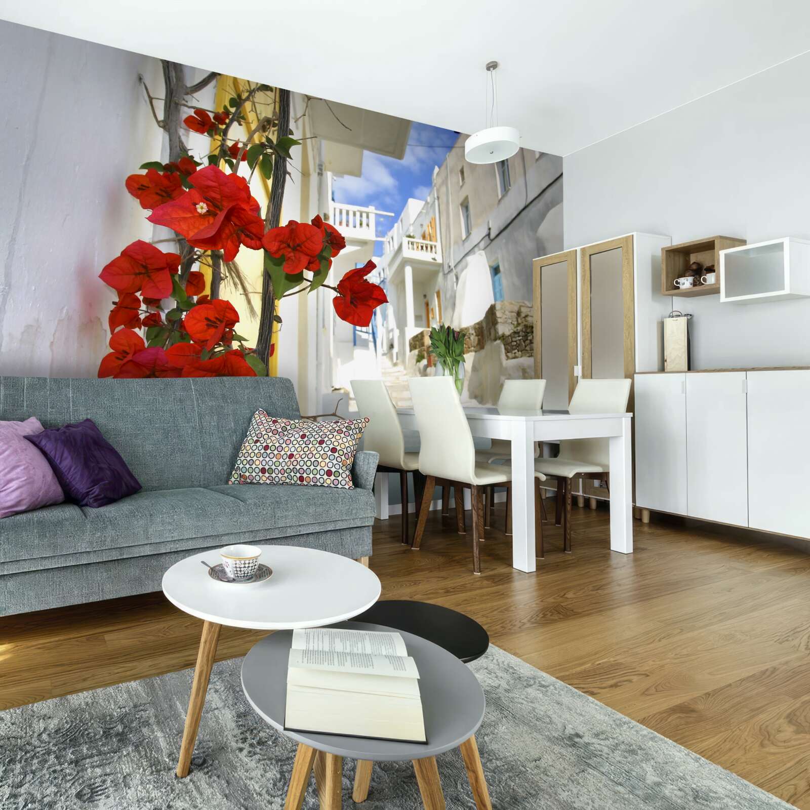 Fototapet flori cărămizii pe zidurile luminoase ale orașului