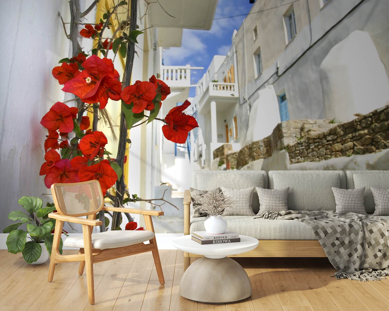 Fototapet flori cărămizii pe zidurile luminoase ale orașului