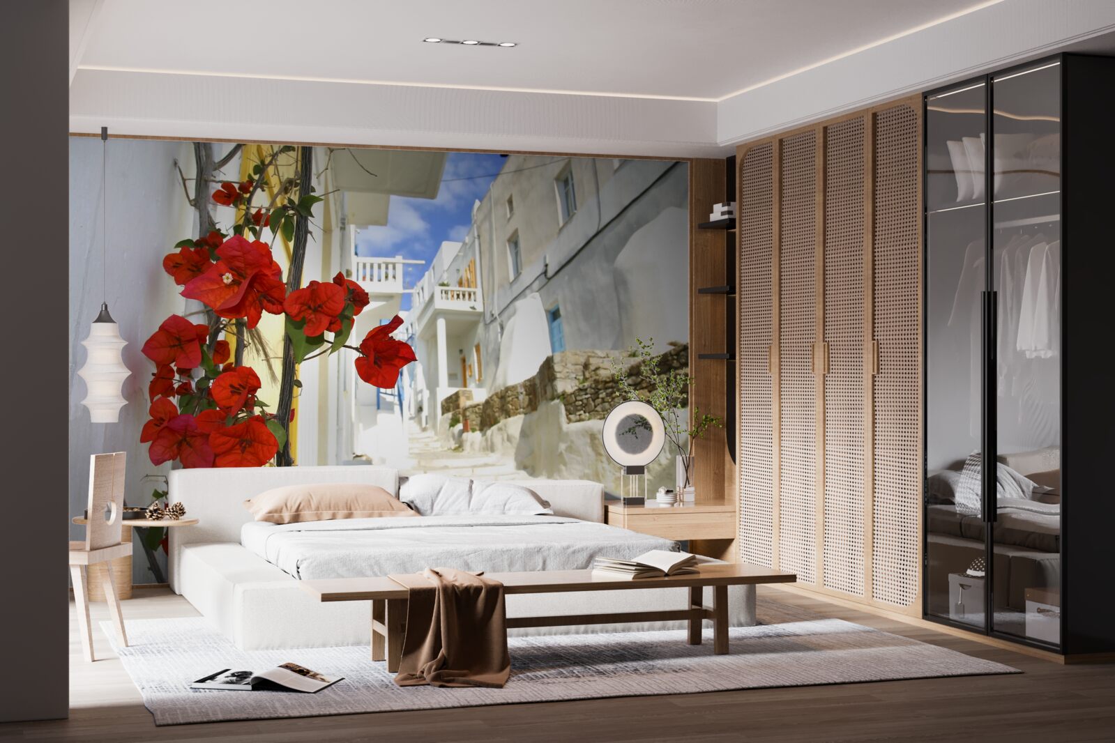 Fototapet flori cărămizii pe zidurile luminoase ale orașului