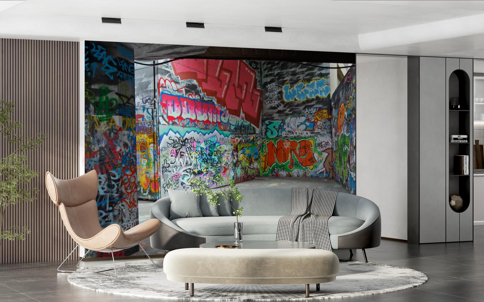 Fototapet graffiti împodobesc pereții pasajului subteran