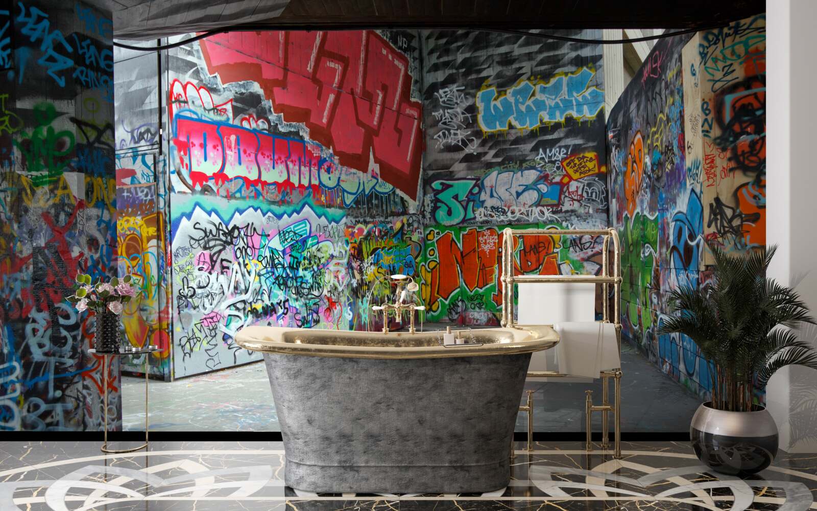 Fototapet graffiti împodobesc pereții pasajului subteran