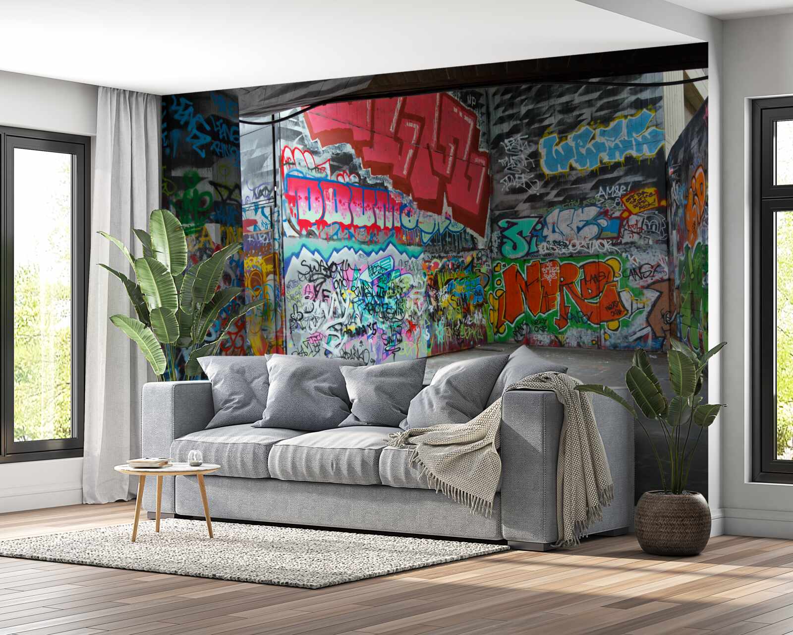 Fototapet graffiti împodobesc pereții pasajului subteran