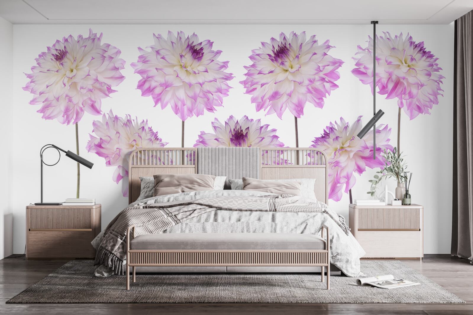 Fototapet grațioase astre albe și roz