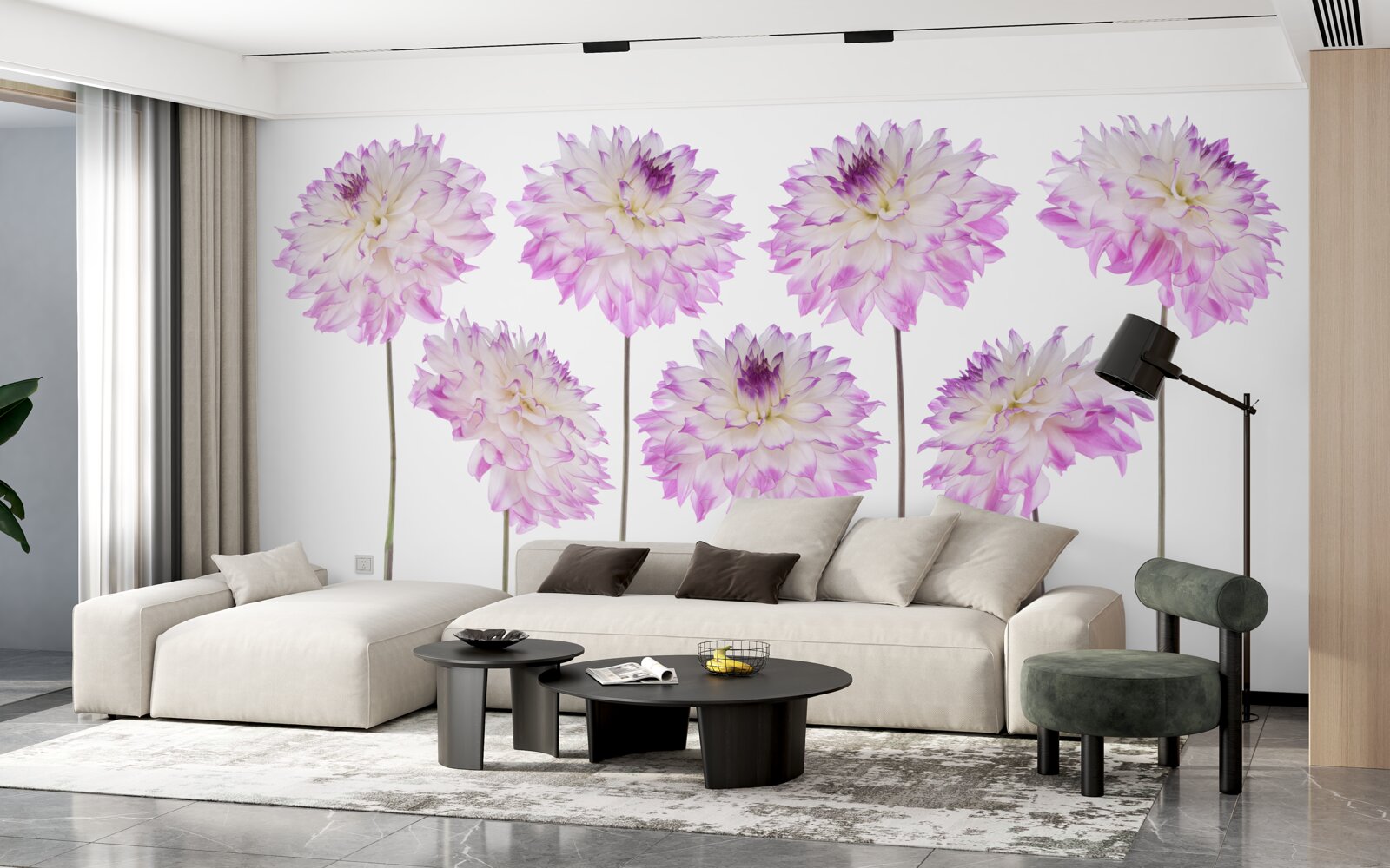 Fototapet grațioase astre albe și roz