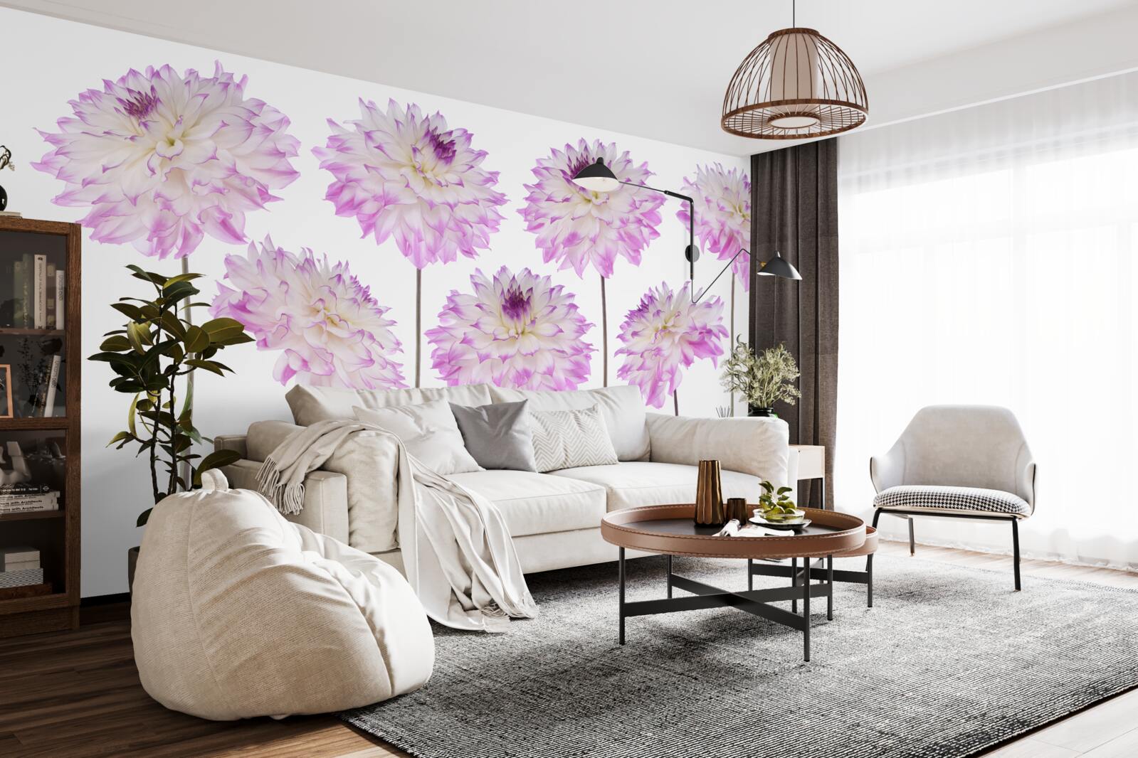 Fototapet grațioase astre albe și roz