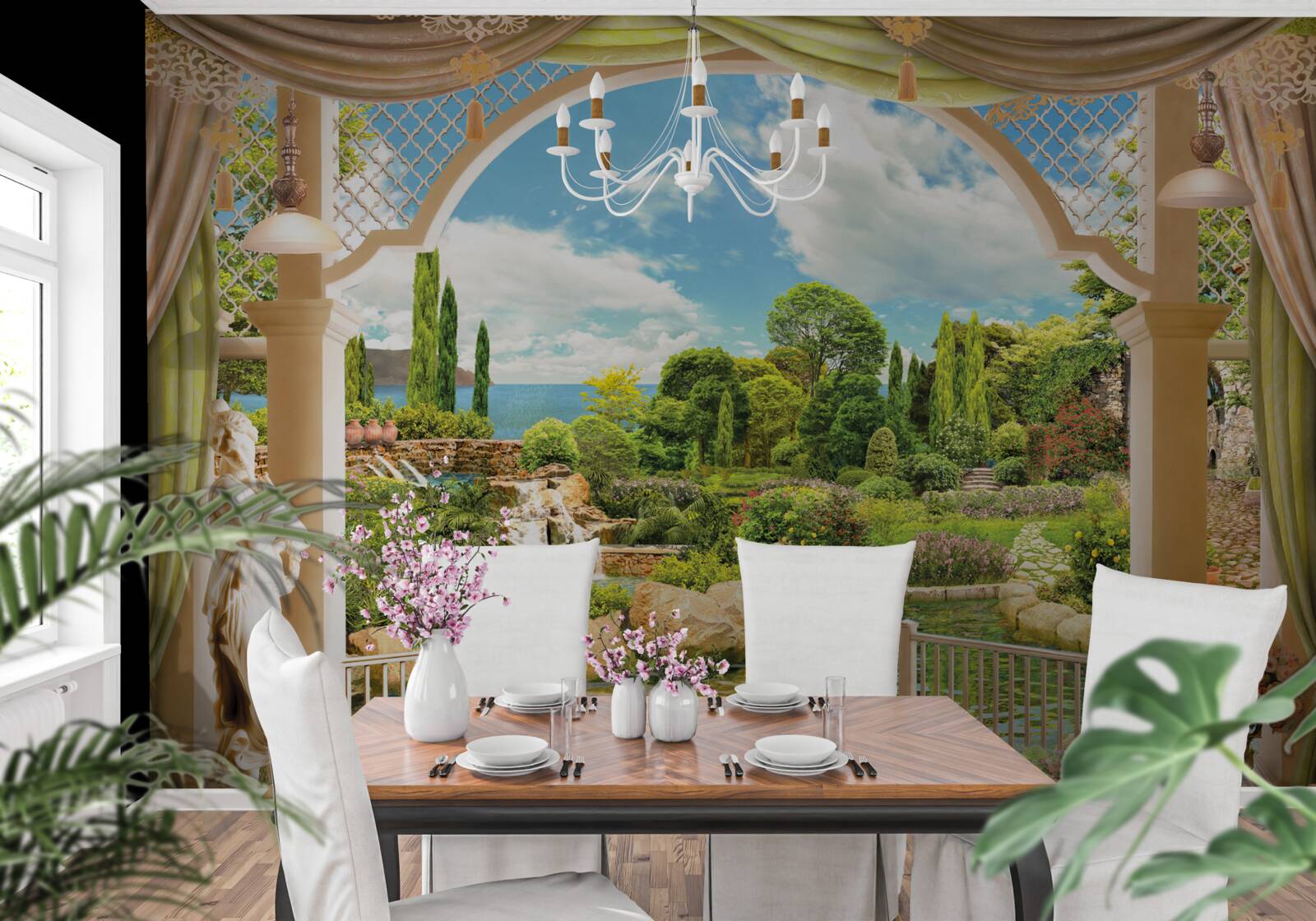 Fototapet balcon cu vedere la verdele pitoresc al naturii