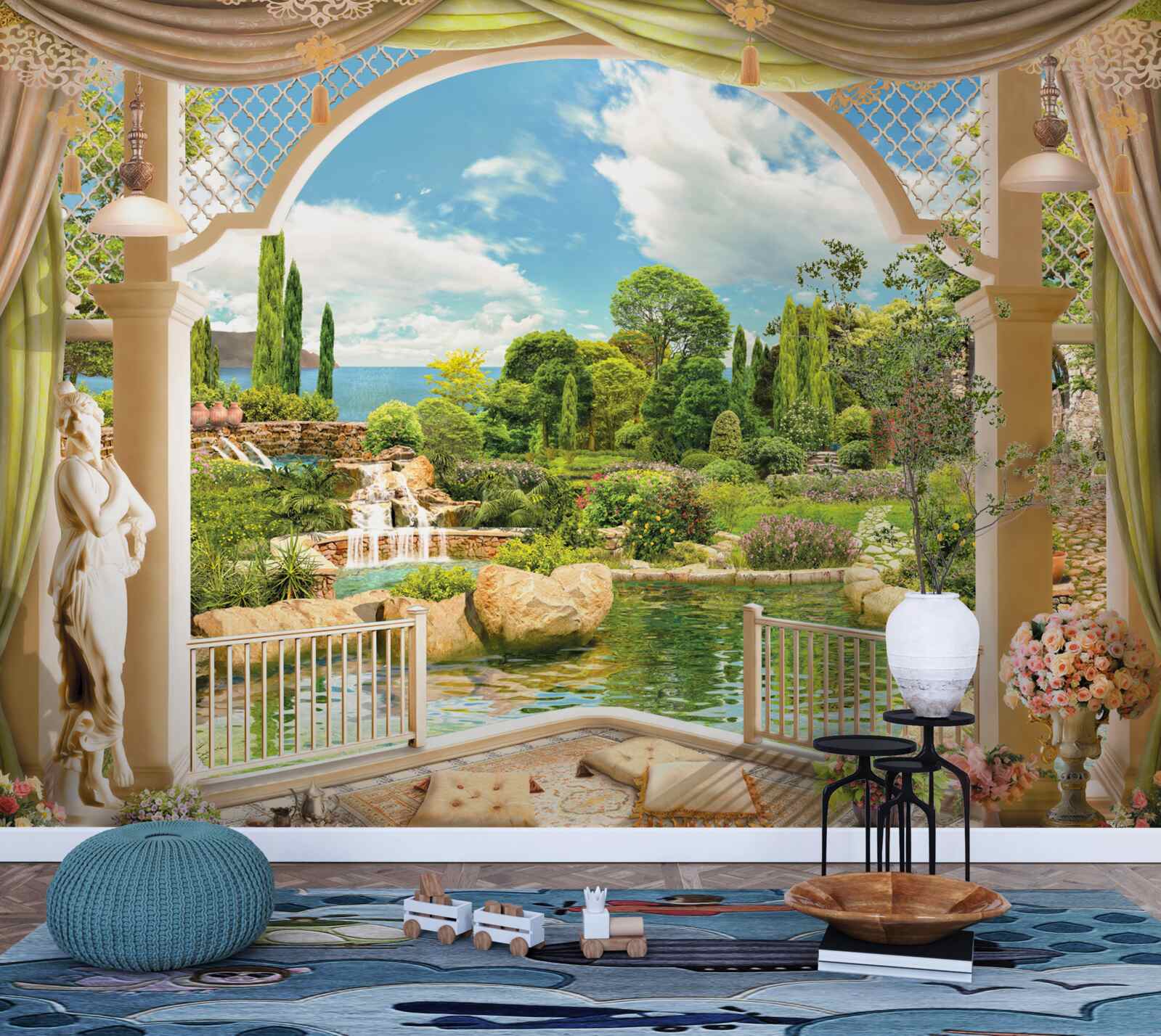 Fototapet balcon cu vedere la verdele pitoresc al naturii