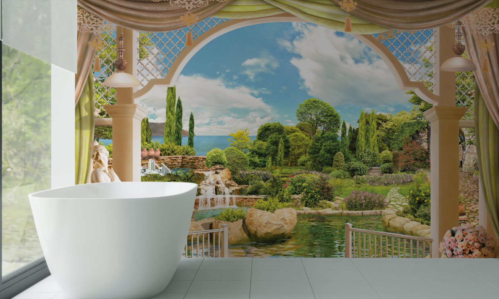 Fototapet balcon cu vedere la verdele pitoresc al naturii