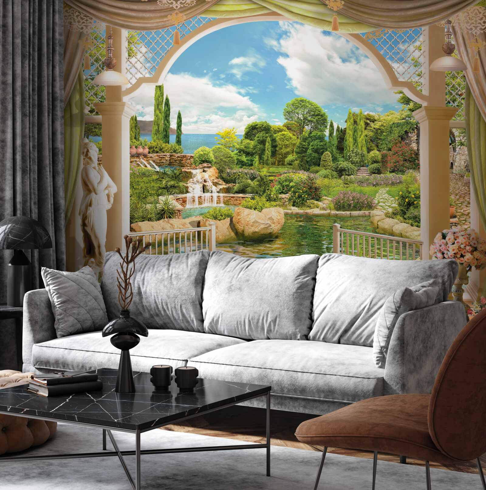 Fototapet balcon cu vedere la verdele pitoresc al naturii