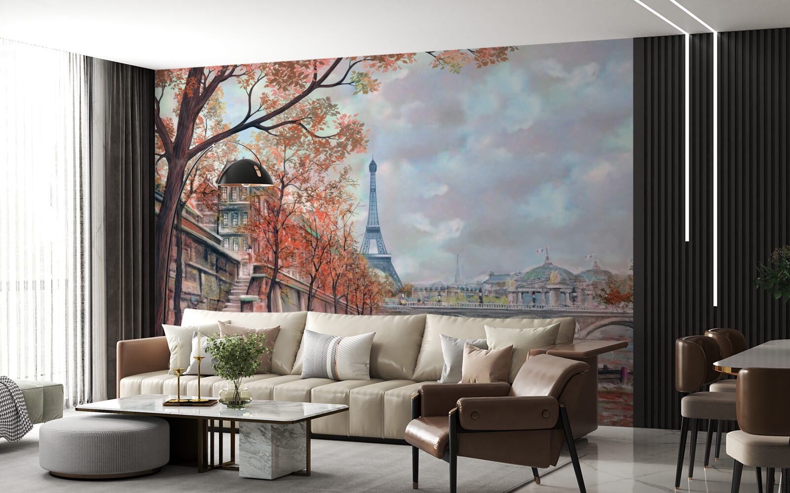 Fototapet Paris peisaj și dig în culori