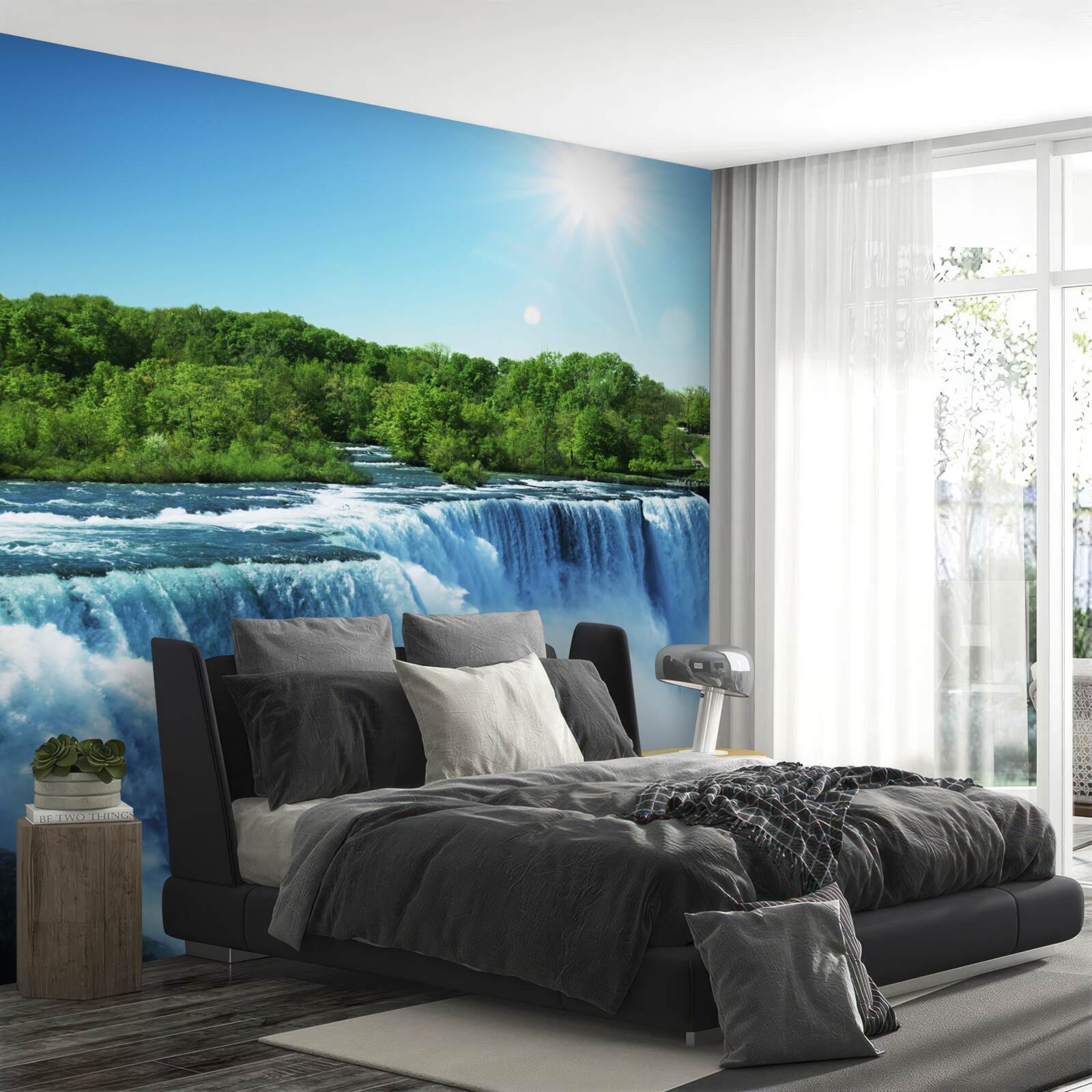 Fototapet puterea unei căderi rapide a unei cascade mari