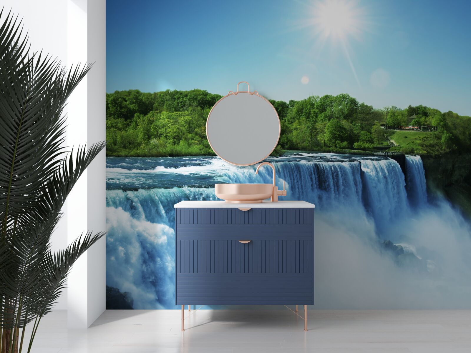 Fototapet puterea unei căderi rapide a unei cascade mari