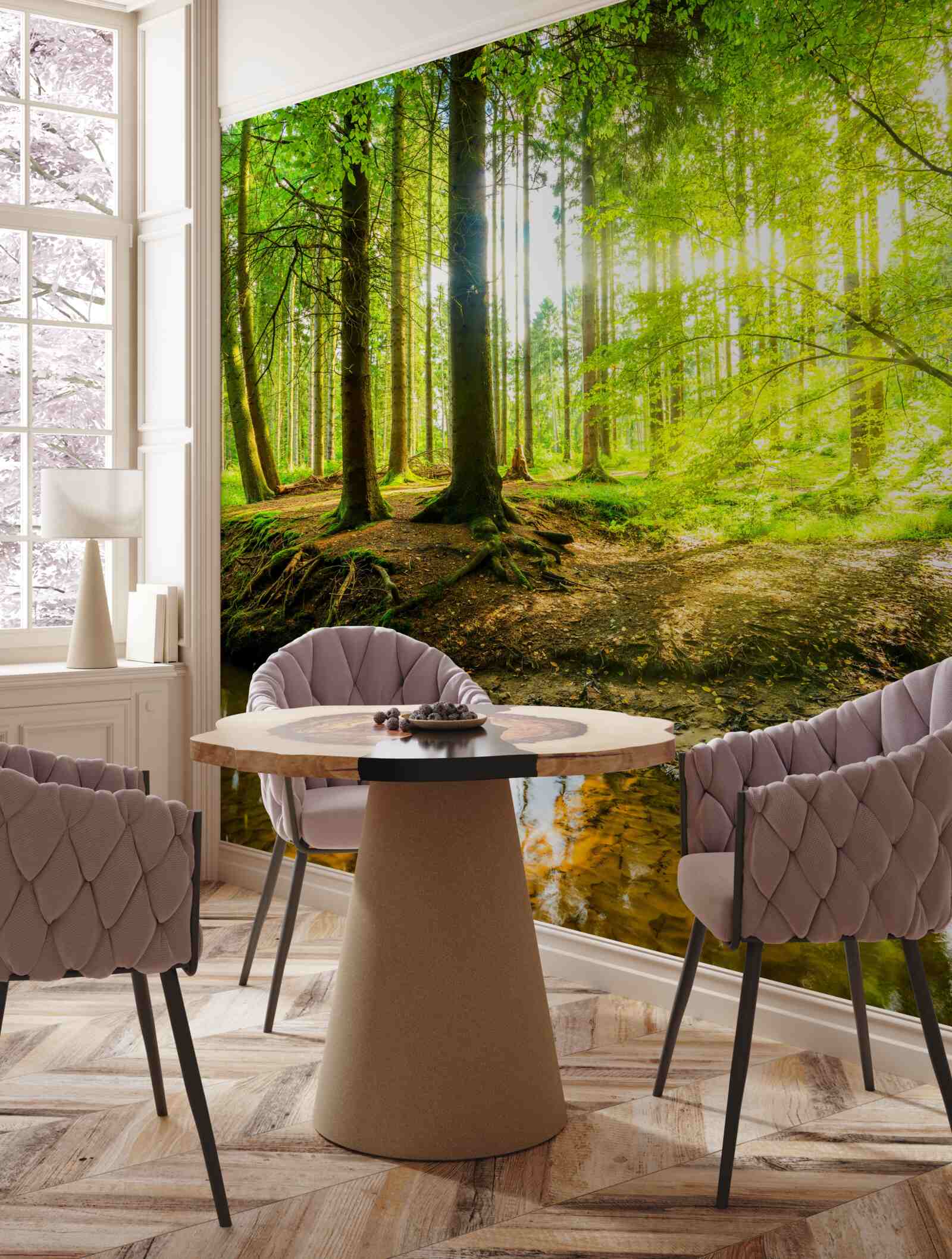 Fototapet Razele soarelui trezesc o pădure adormită