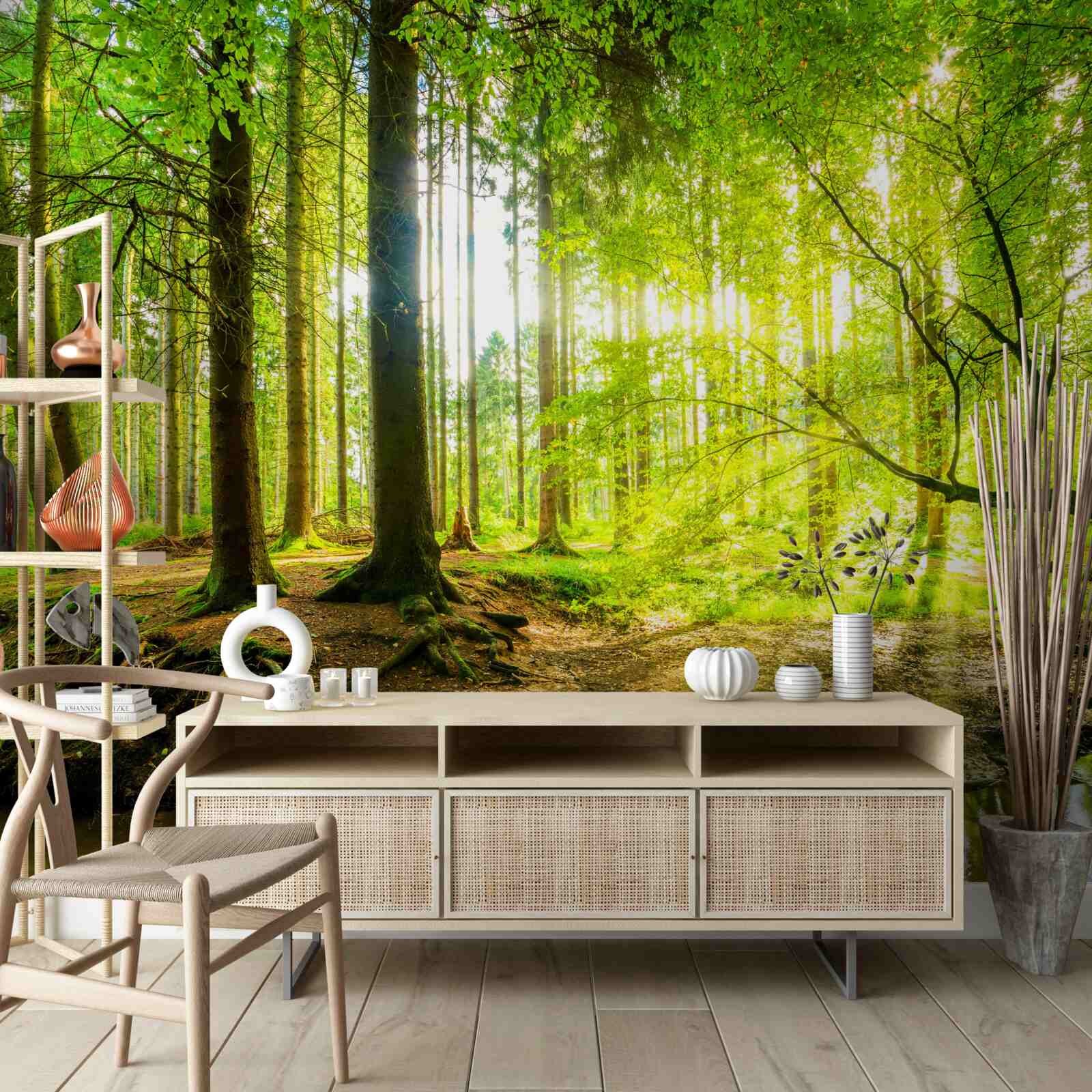 Fototapet Razele soarelui trezesc o pădure adormită