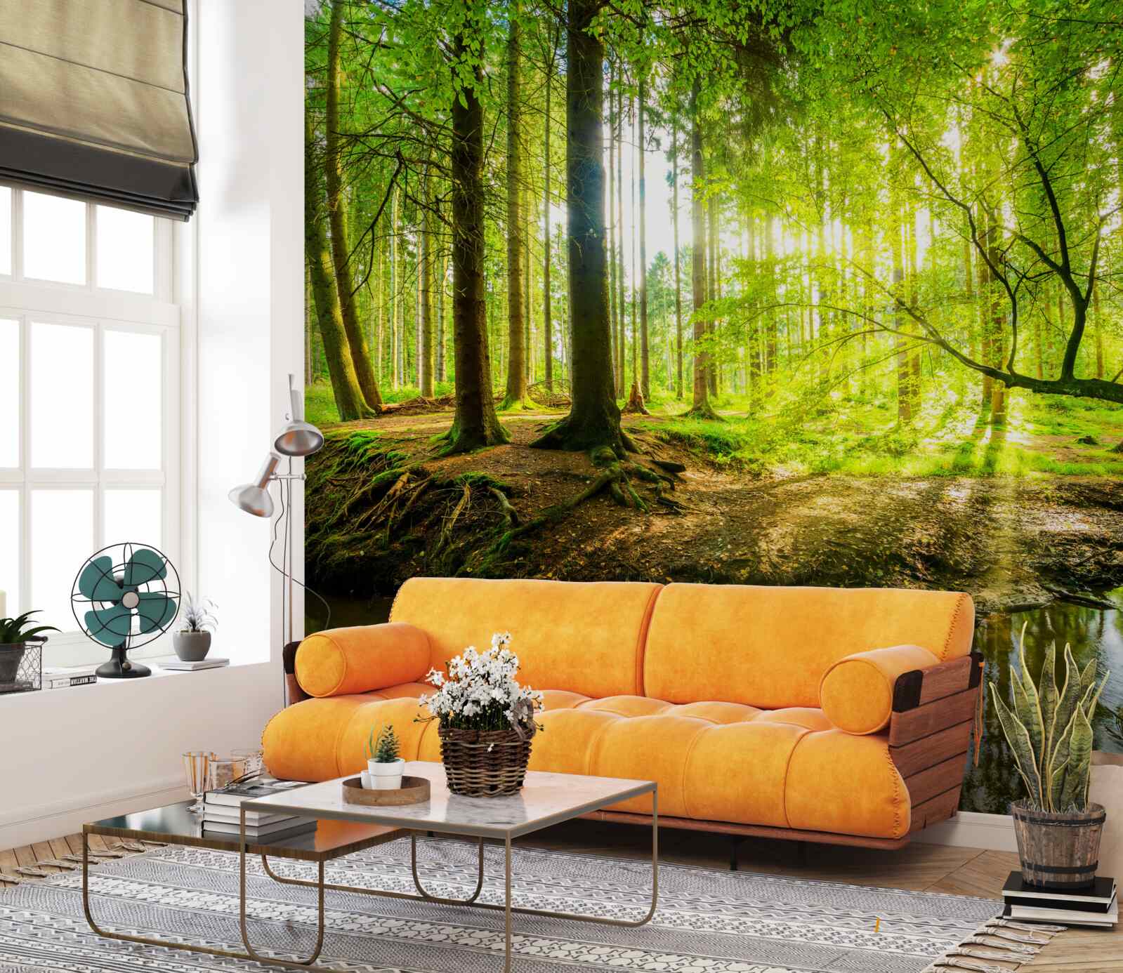 Fototapet Razele soarelui trezesc o pădure adormită