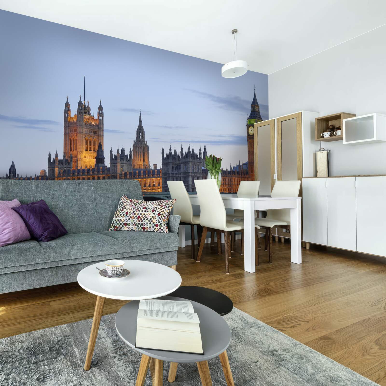 Fototapet big ben și parlamentul iluminate de lumini