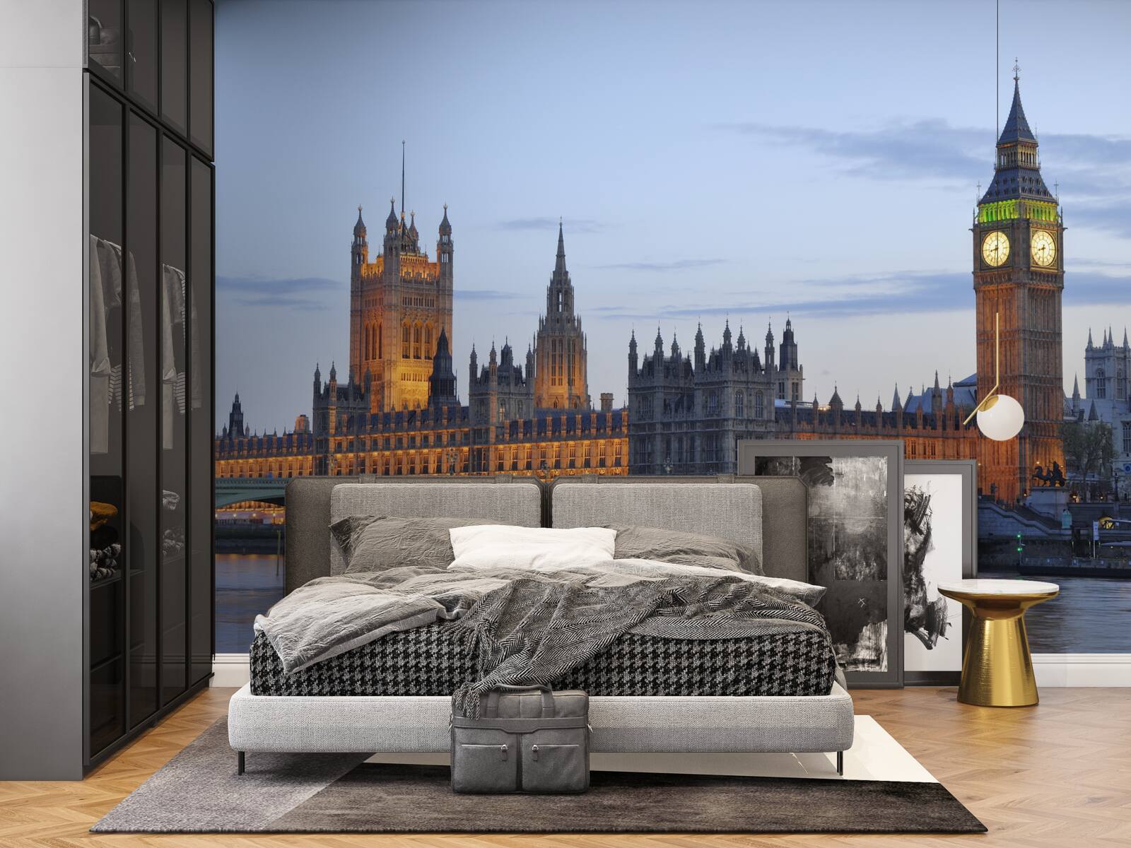 Fototapet big ben și parlamentul iluminate de lumini