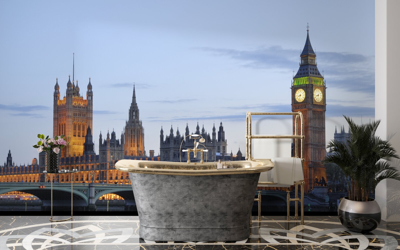 Fototapet big ben și parlamentul iluminate de lumini