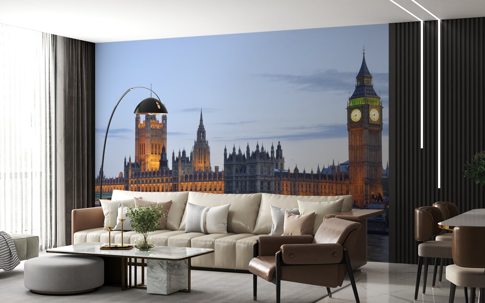 Fototapet big ben și parlamentul iluminate de lumini