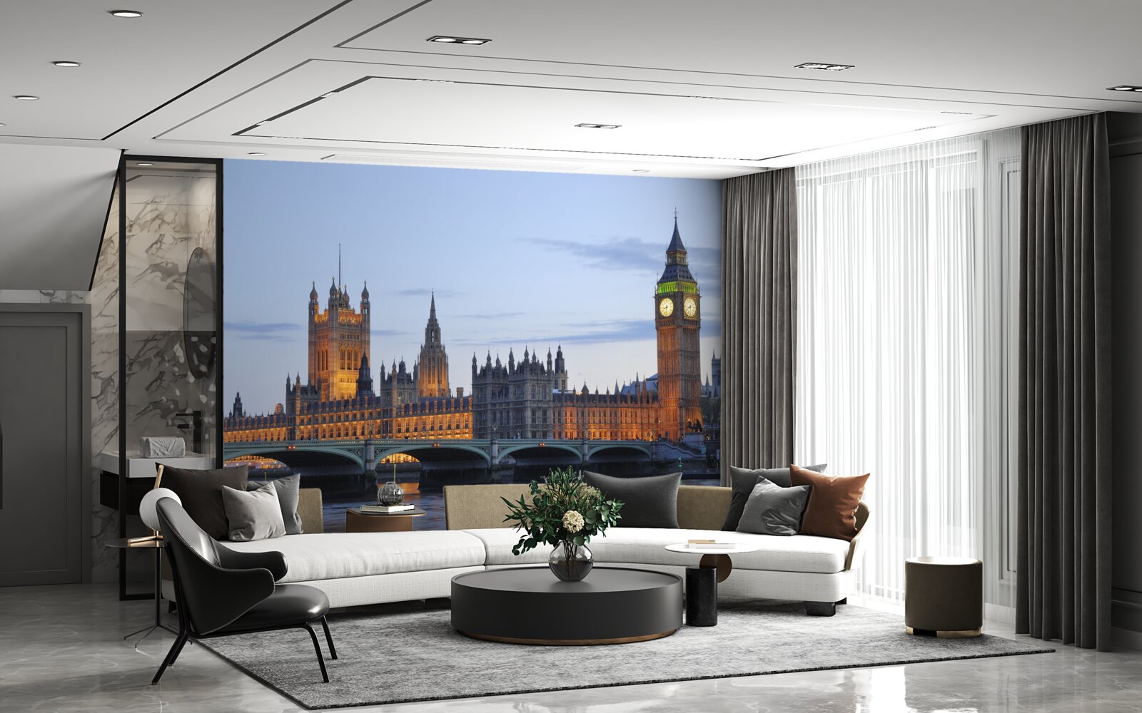 Fototapet big ben și parlamentul iluminate de lumini