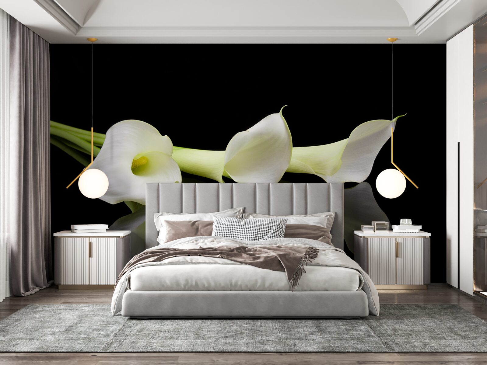 Fototapet crini calla reflectați în apă