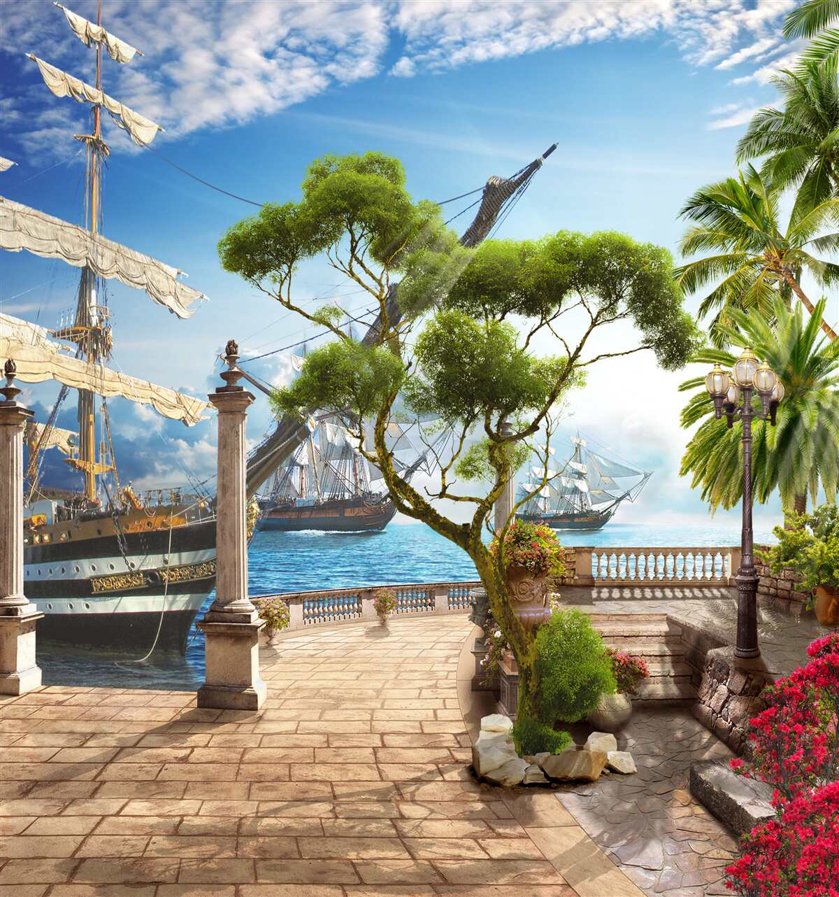 Fototapet cale spre râu și promenadă