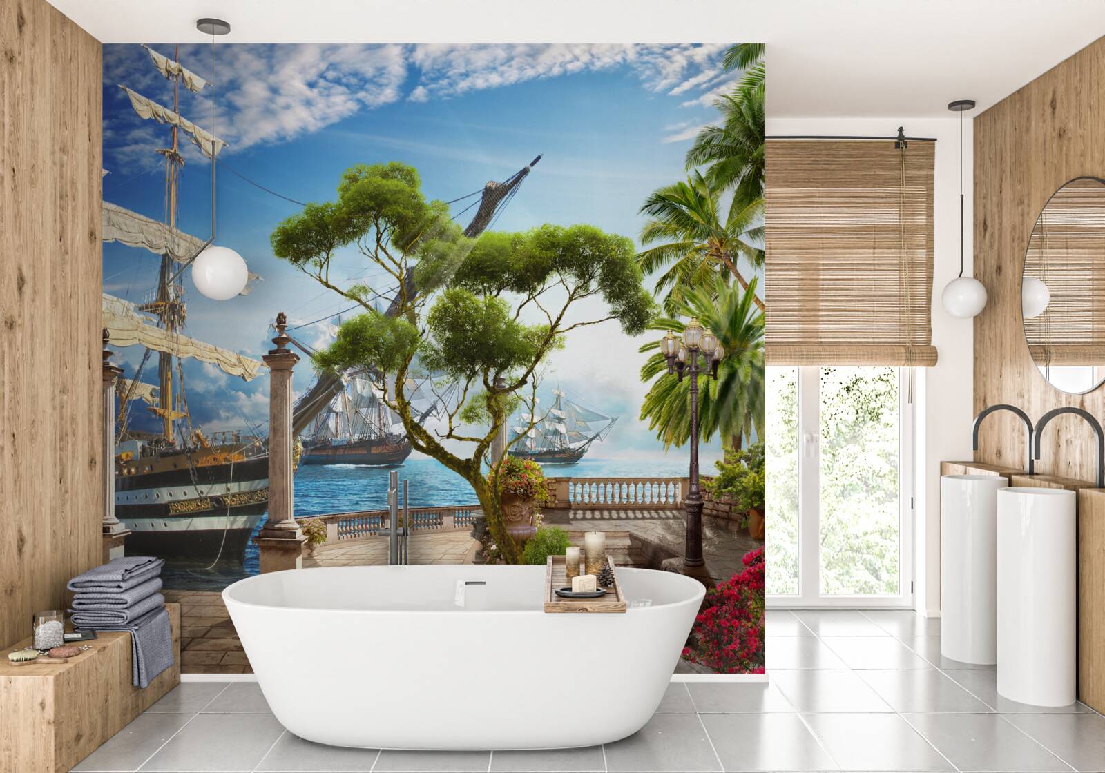 Fototapet cale spre râu și promenadă