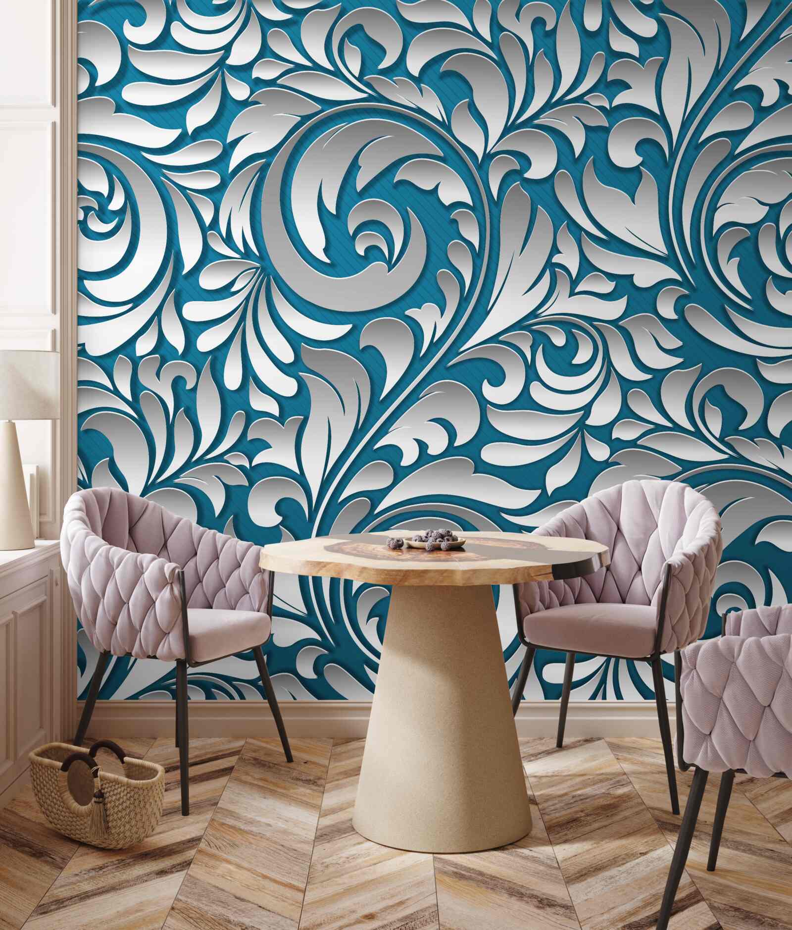 Fototapet structură modelată în nuanțe de alb și albastru