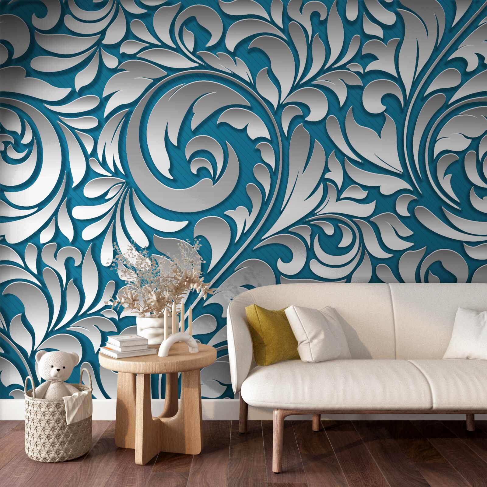 Fototapet structură modelată în nuanțe de alb și albastru