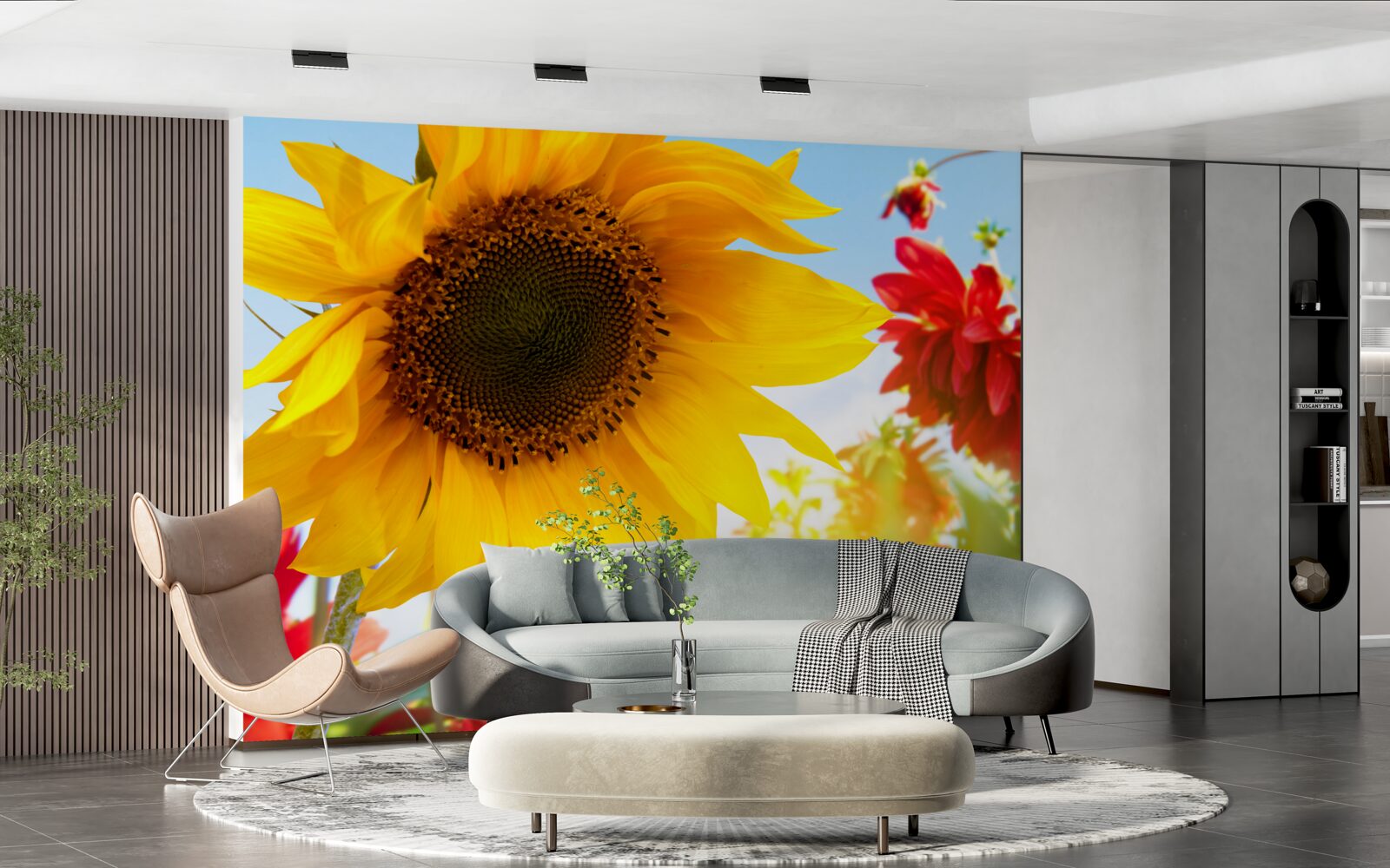 Fototapet o floarea-soarelui însorită într-o zi însorită