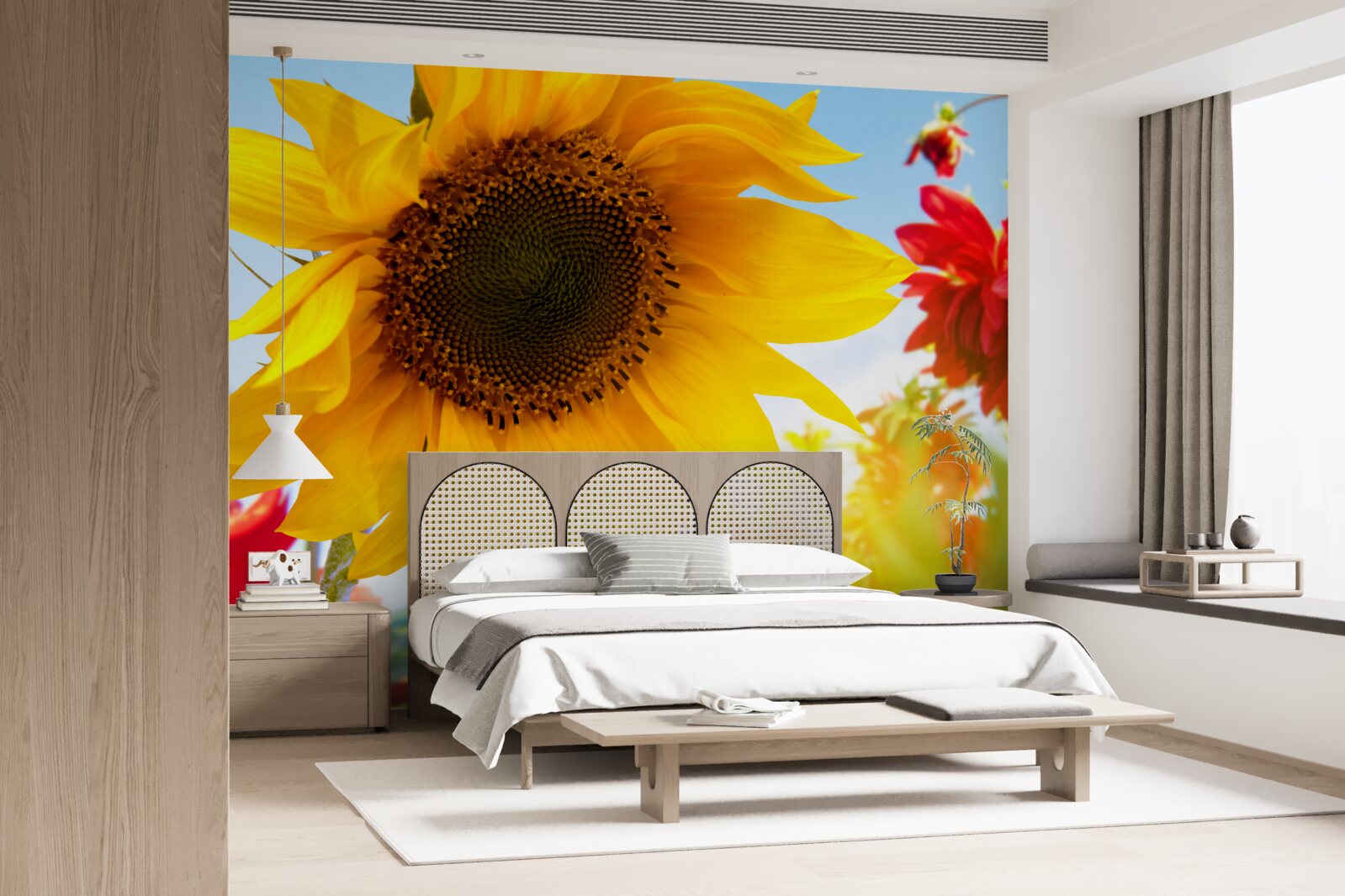 Fototapet o floarea-soarelui însorită într-o zi însorită