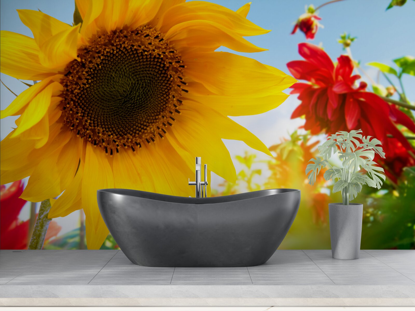 Fototapet o floarea-soarelui însorită într-o zi însorită