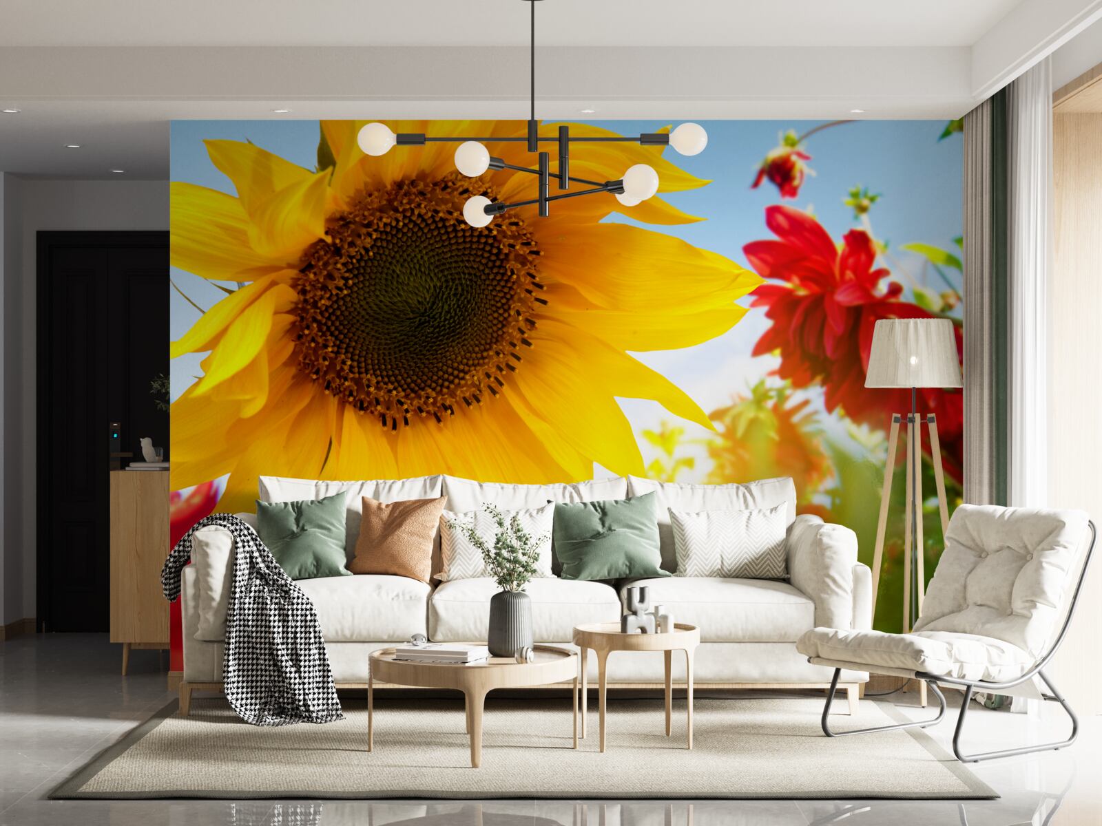 Fototapet o floarea-soarelui însorită într-o zi însorită
