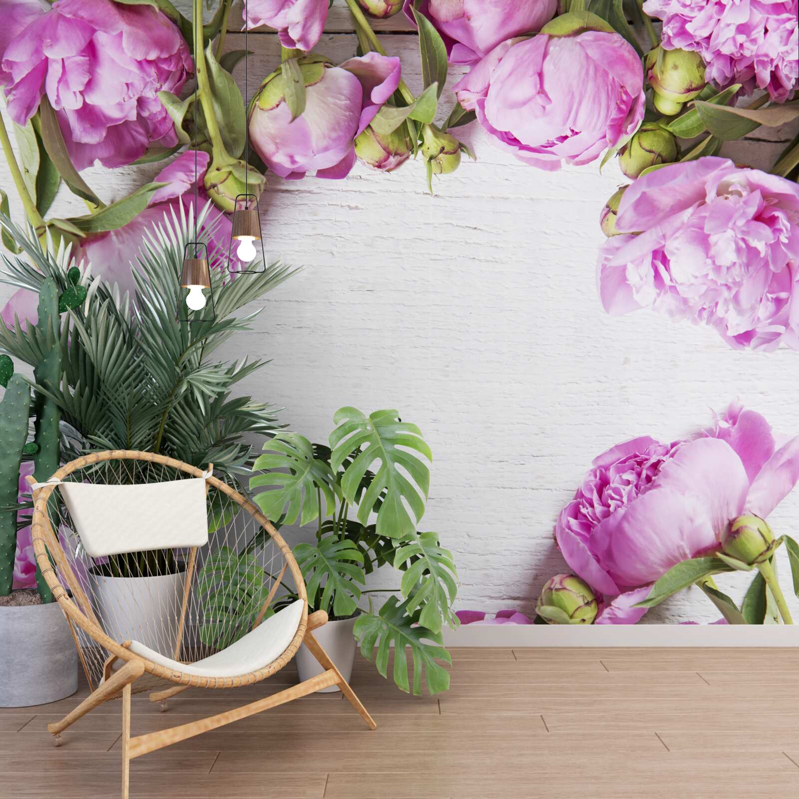 Fototapet flori mov în decor