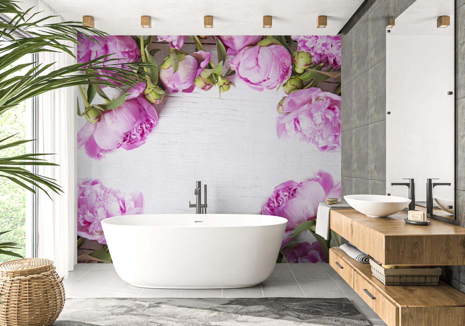 Fototapet flori mov în decor