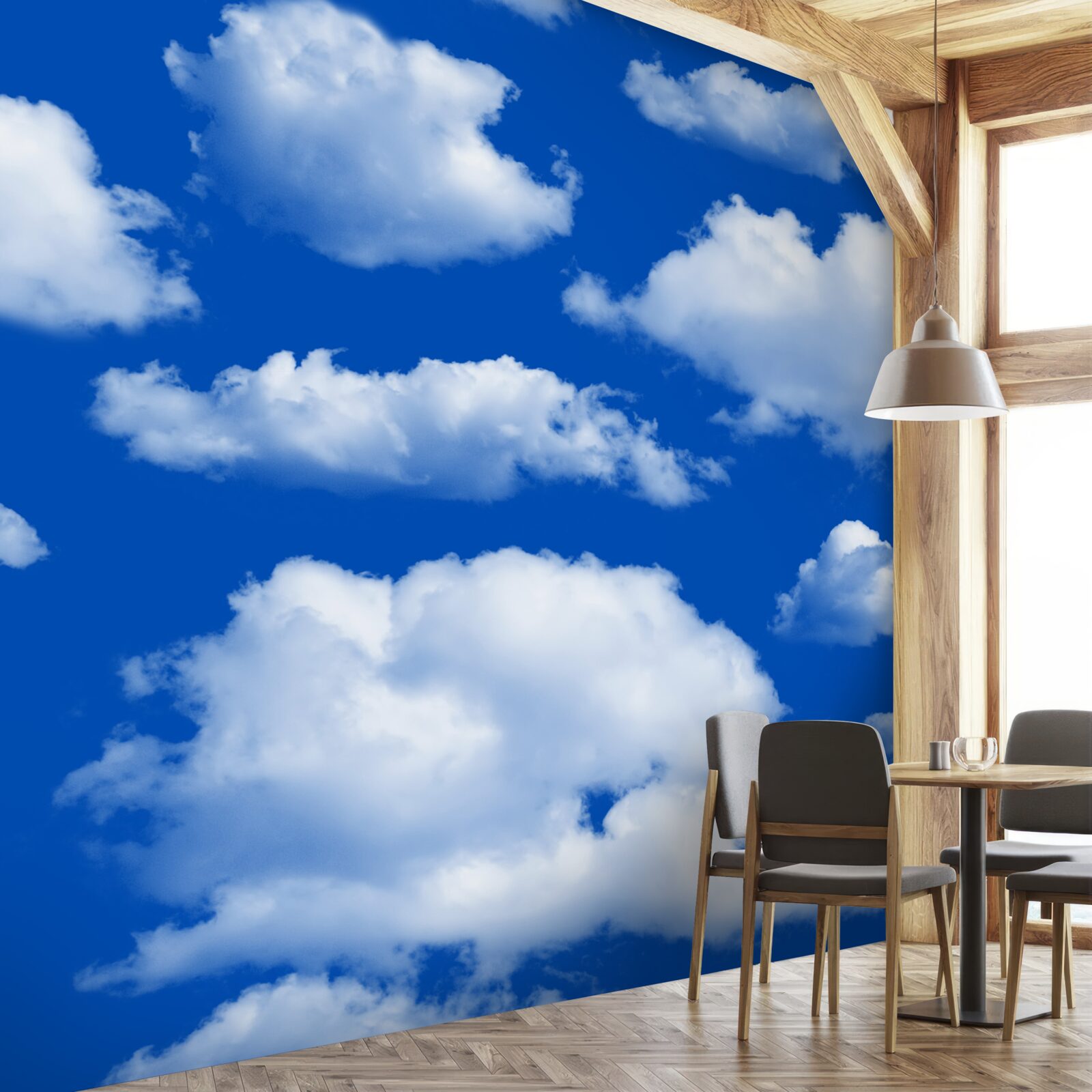 Fototapet multe forme de nori albi ca zăpada pe cer